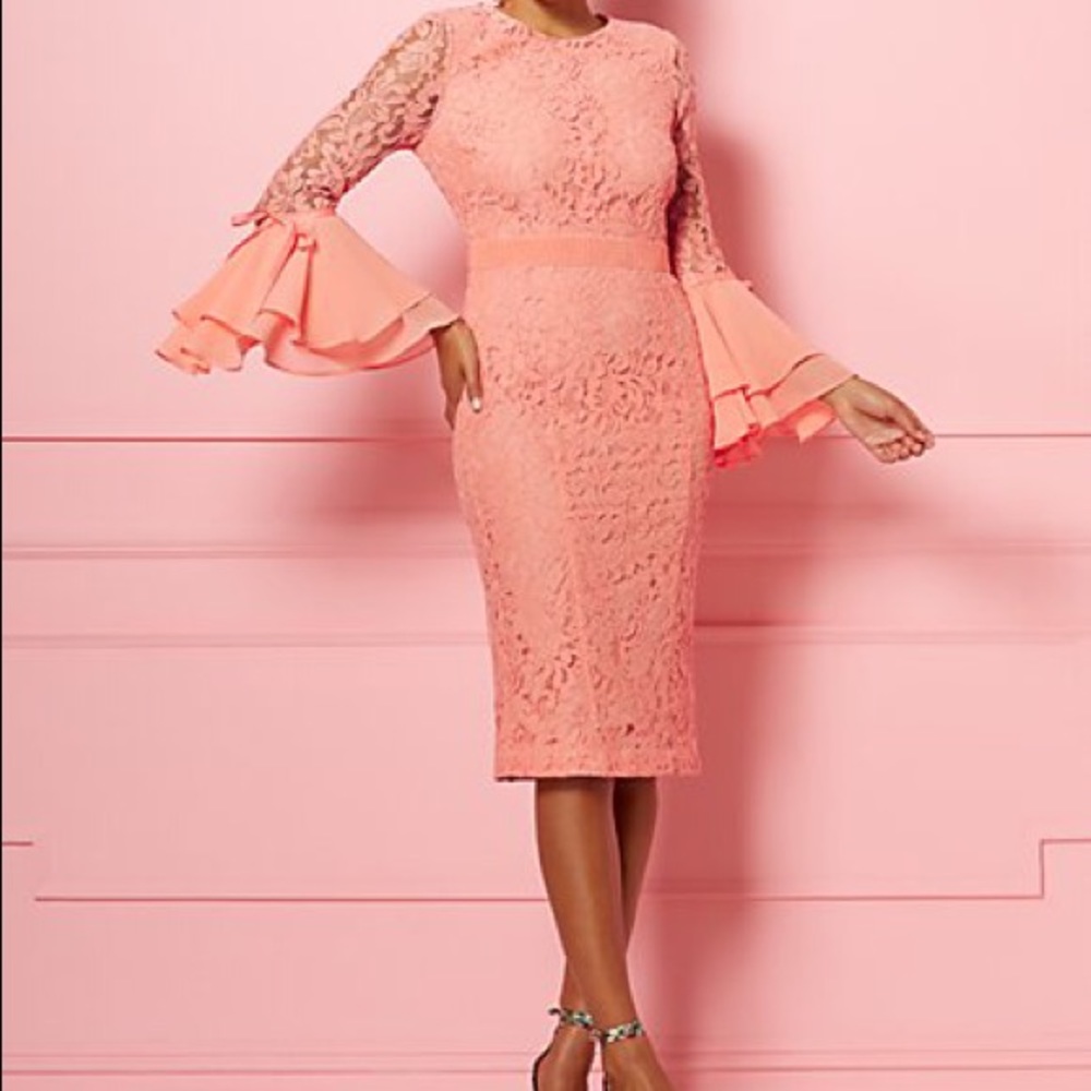 NY & Co Peach Lace Sheath